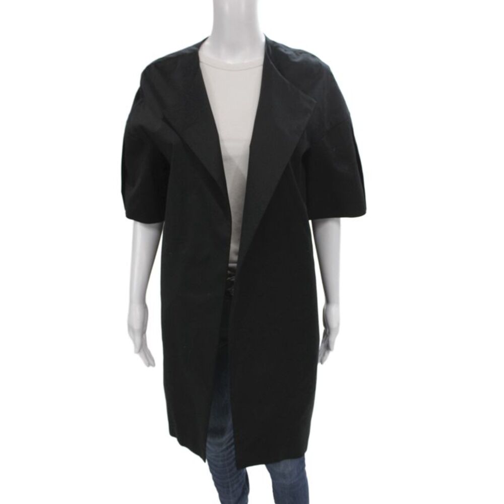 Marni Womens Kimono Coat Black Virgin Wool Short Sleeve Size 42